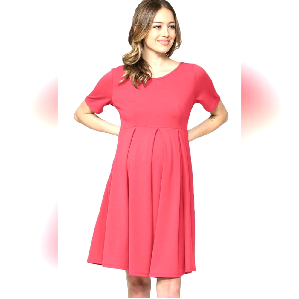 Hello Miz Maternity Dress, Large, Coral